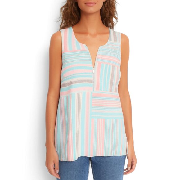 Tommy Bahama Women's Kohala Stripe 1/4 Zip Linen Tank Top Blouse - Picture 10 of 10